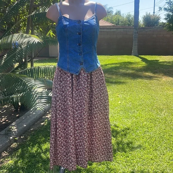 PARIS BLUES Originals, ๐ Vintage Denim Button-Up Corset Top sz 5 Womens DRESS - Picture 5 of 16